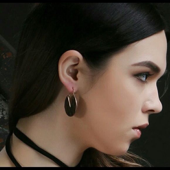 ‼️LOW STOCK‼️ Hammered Rounds Hinge Hoop Earrings - Picture 5 of 8